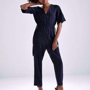 NWT Zara navy blue jumpsuit small